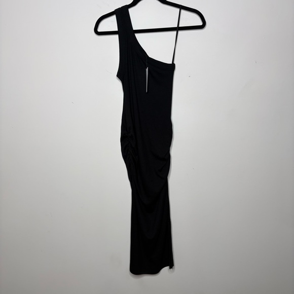 NWT Michael Stars Small Coco‎ One-Shoulder Body-Con Ribbed Black Dress - Picture 2 of 5